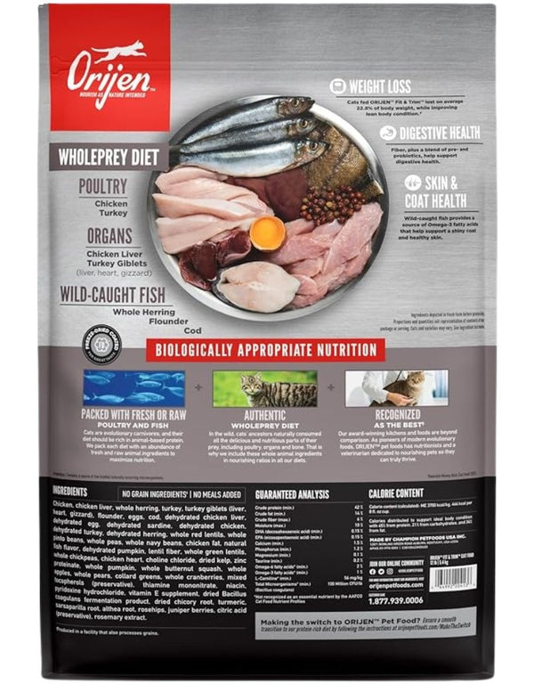 ORIJEN USA Fit and Trim Grain-Free Dry Cat Food 4 lb.