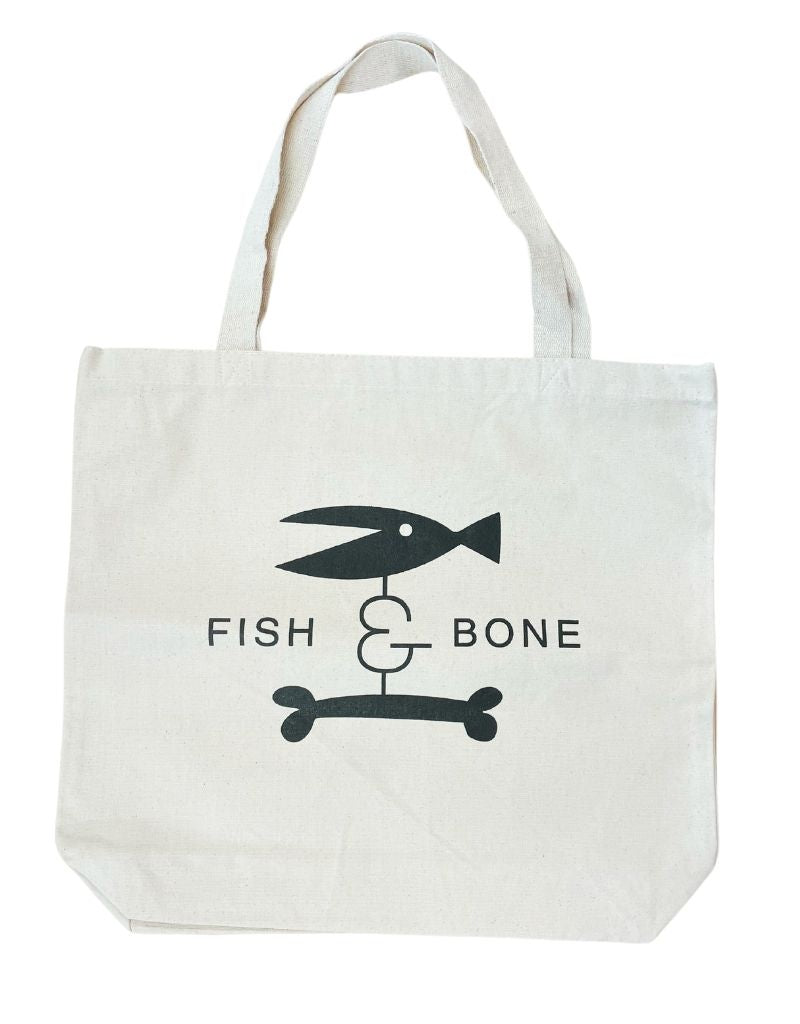 FISH & BONE Logo Cotton Canvas Tote Bag