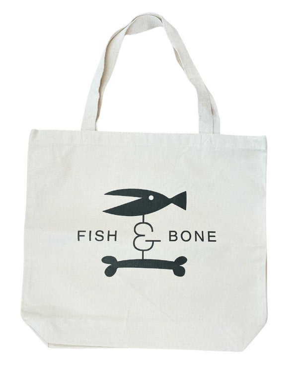 FISH & BONE Logo Cotton Canvas Tote Bag