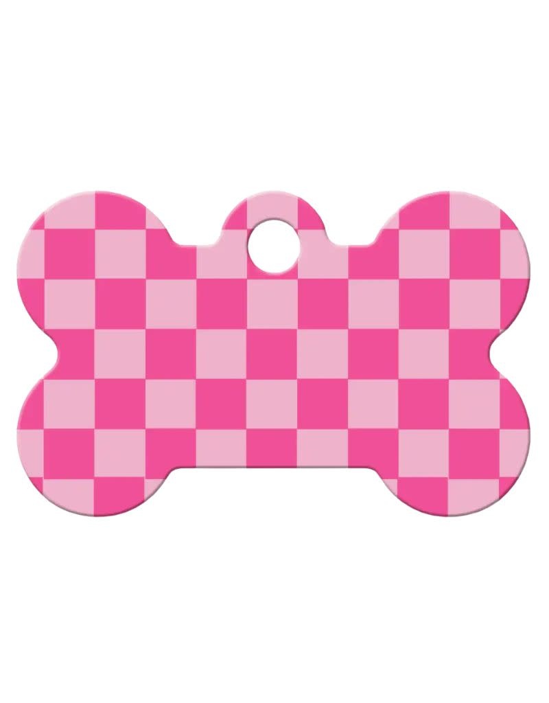 QUICK TAG Tag Pink Checkered Bone S