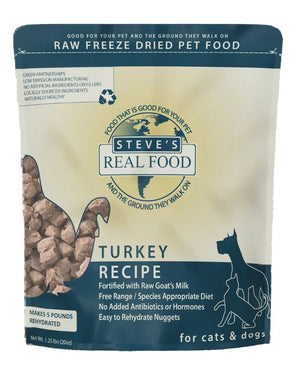 STEVES REAL FOOD Turkey Freezedried Dog Food 1.25 lb.