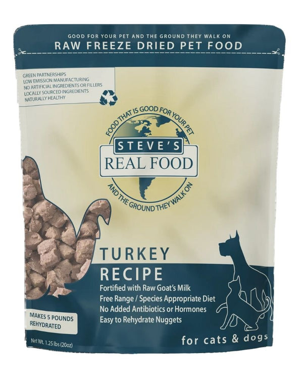 STEVES REAL FOOD Turkey Freezedried Dog Food 1.25 lb.