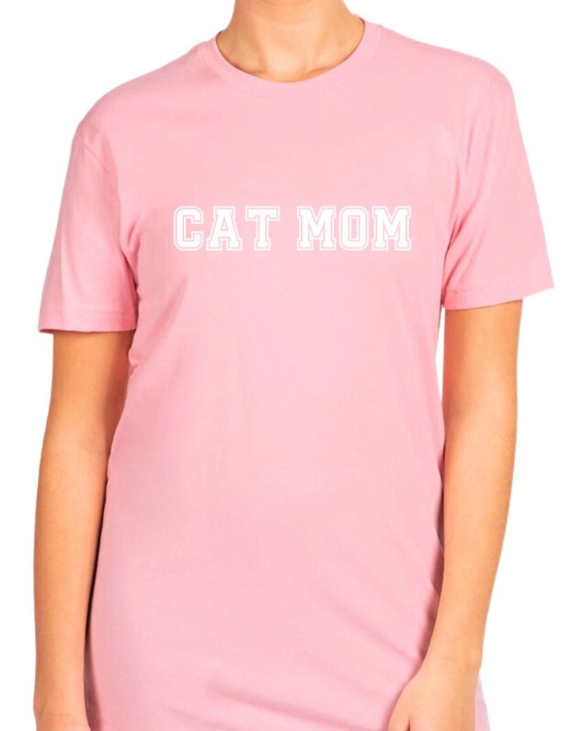 FISH & BONE Varsity Cat Mom T-shirt Light Pink