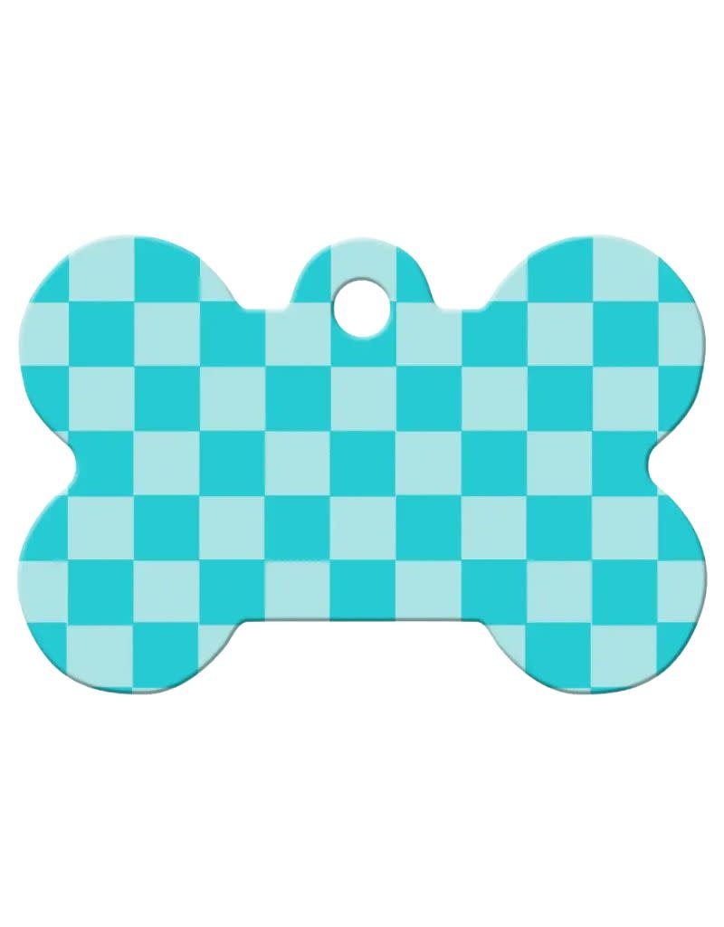 QUICK-TAG Aqua Checkered Bone L