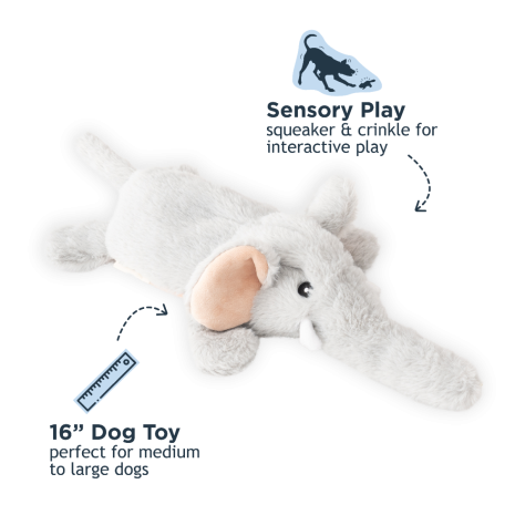 TALL TAILS Stuffless Elephant Dog Toy 16IN