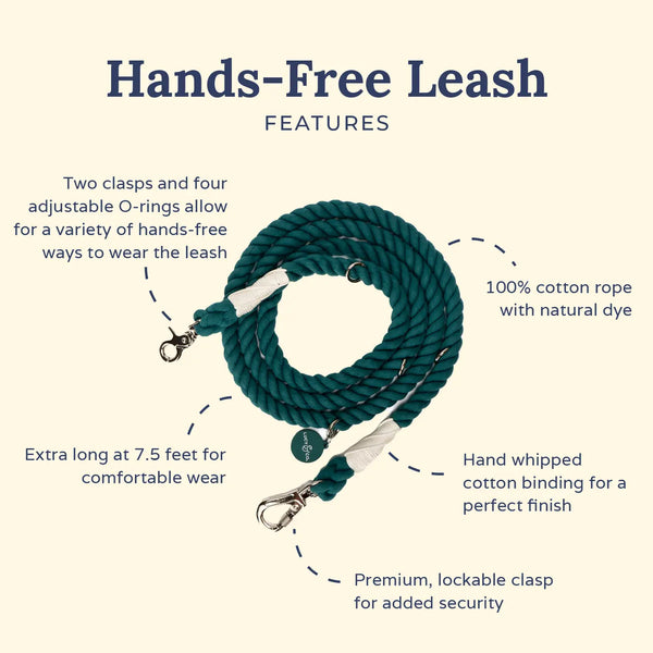 LUCY & CO Hands Free Rope Leash The Evergreen