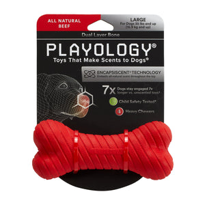 PLAYOLOGY All Natural Beef Scented Dual Layer Bone