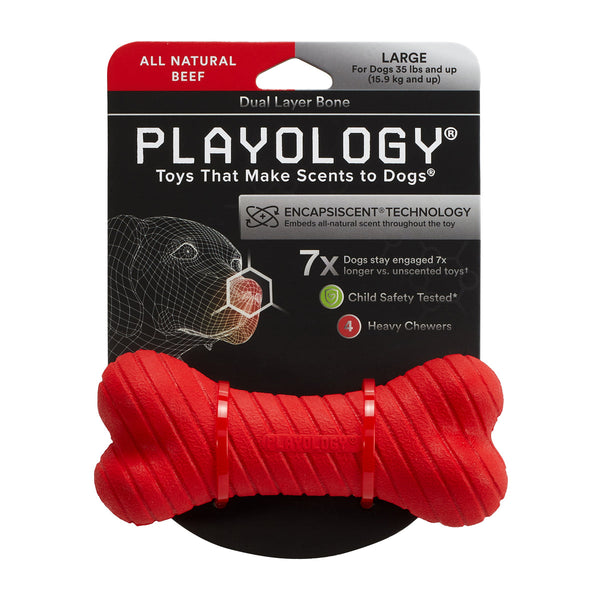 PLAYOLOGY All Natural Beef Scented Dual Layer Bone