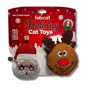 FAB DOG Holiday Santa & Reindeer Catnip Cat Toy  2pk