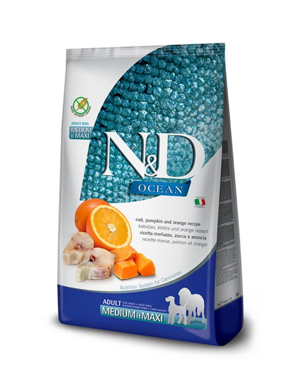 FARMINA Grain Free Dog Food Medium and Maxi Ocean Cod and Pumpkin 26.4LB