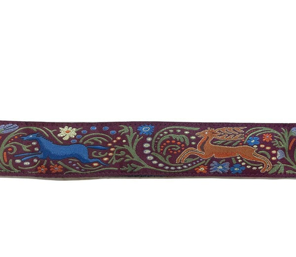 MACKENZIE Medieval Hunt Burgundy Collar 1.5in