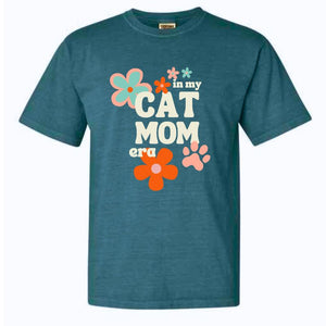 FISH & BONE Cat Mom Era T-shirt Blue Spruce