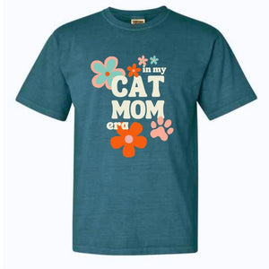 FISH & BONE Cat Mom Era T-shirt Blue Spruce