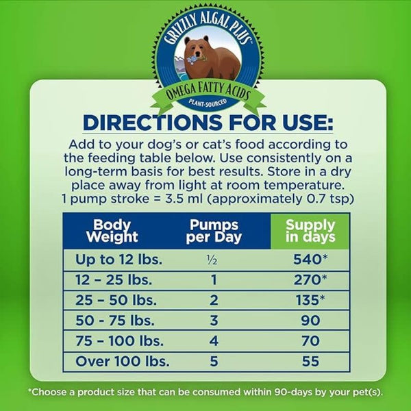 GRIZZLY Dog Cat Algae Oil 32OZ