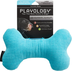 PLAYOLOGY All Natural Peanut Butter Scented Plush Squeaky Bone