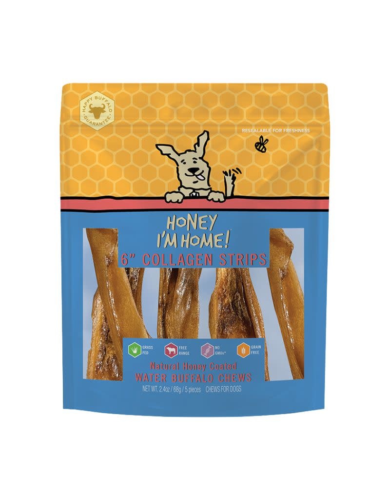 HONEY I'M HOME Buffalo Collagen Strips 5 pack 6 inch