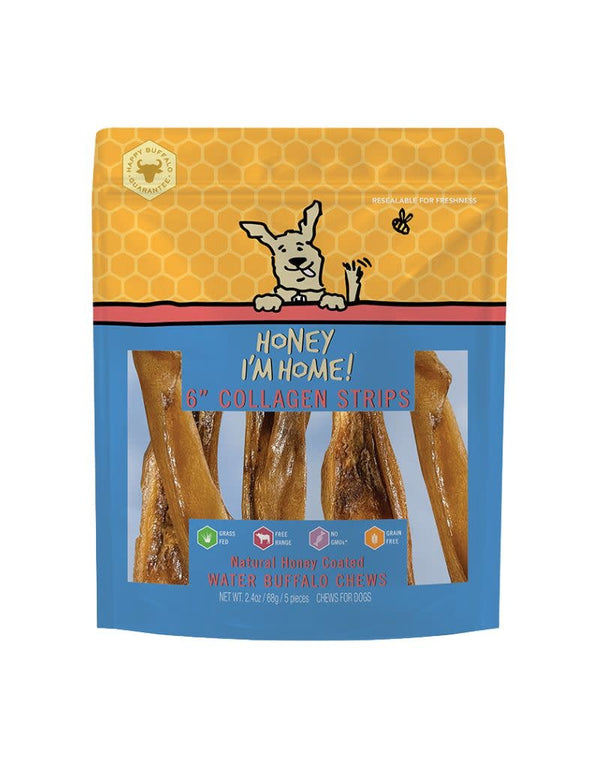 HONEY I'M HOME Buffalo Collagen Strips 5 pack 6 inch