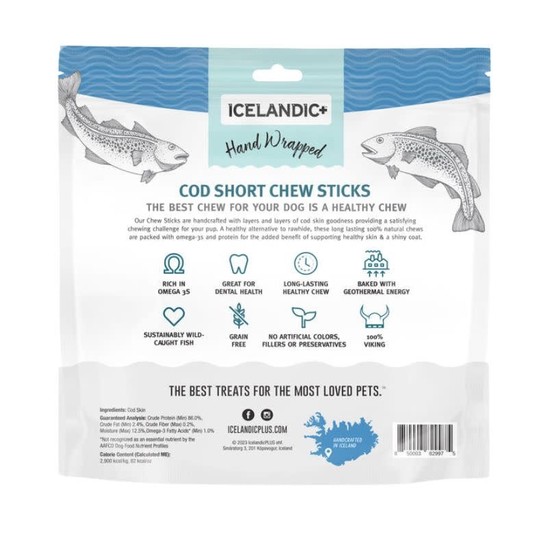 ICELANDIC+ Cod Skin Short Chew Sticks 5 inch