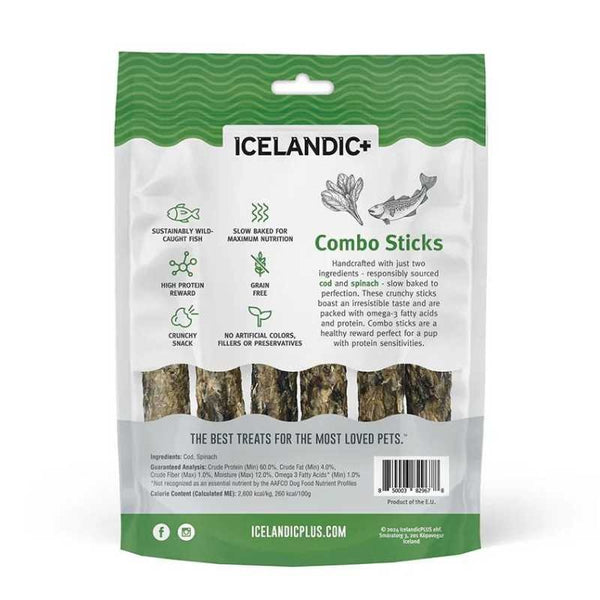 ICELANDIC Dog Cod And Spinach Combo Sticks 2OZ
