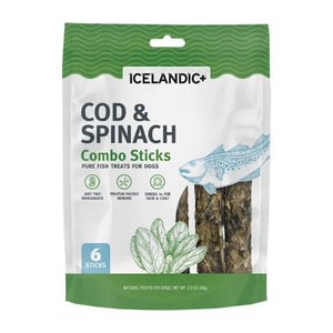 ICELANDIC Dog Cod And Spinach Combo Sticks 2OZ