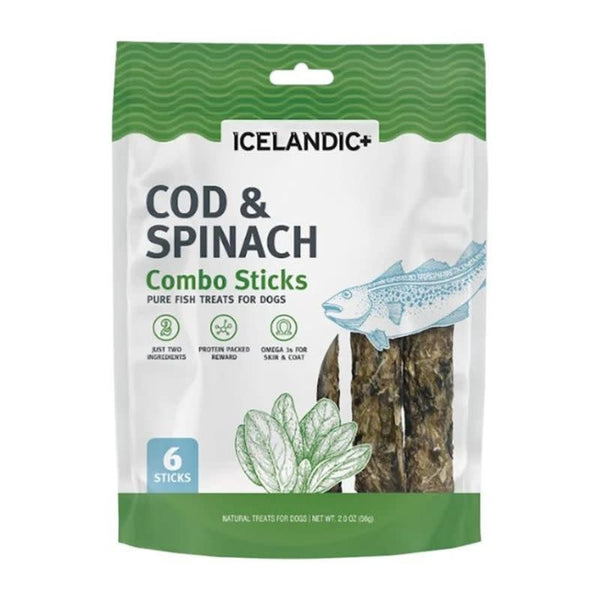 ICELANDIC Dog Cod And Spinach Combo Sticks 2OZ