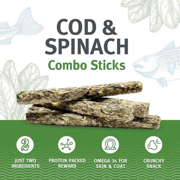 ICELANDIC Dog Cod And Spinach Combo Sticks 2OZ