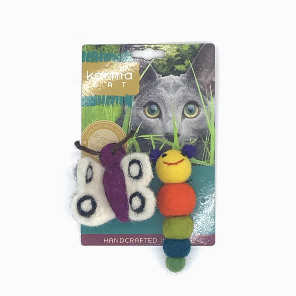KARMA CAT 2-pack Caterpillar & Butterfly Felt Cat Toys