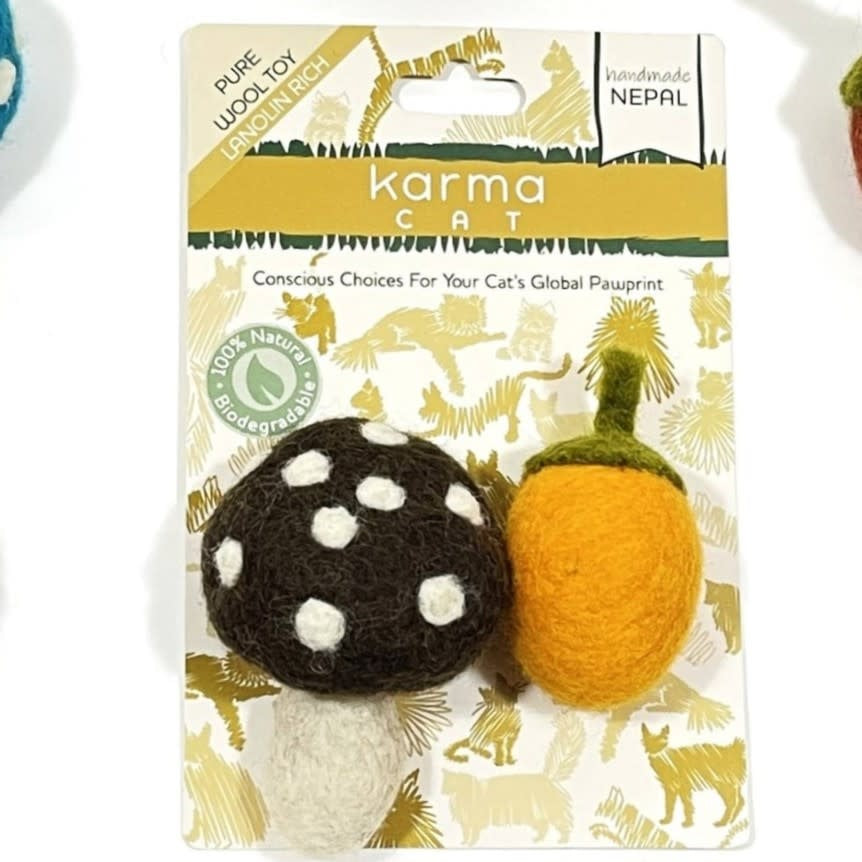 KARMA CAT 2-pack Mushroom and Acorn Felt Cat Toys