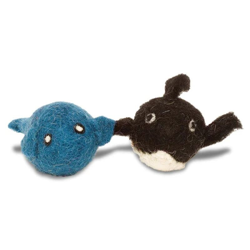 KARMA CAT 2-pack Orca & Whale  Felt Cat Toys