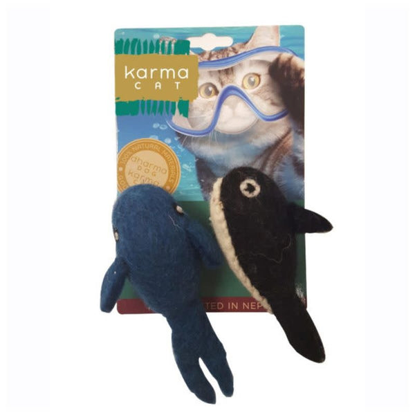 KARMA CAT 2-pack Orca & Whale  Felt Cat Toys