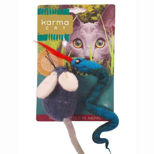 KARMA CAT 2-pack Snake & Mouse Felt Cat Toys