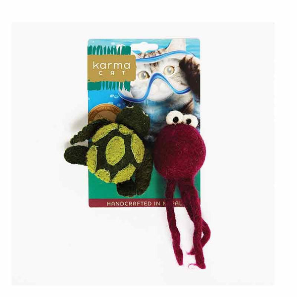 KARMA CAT 2-pack Turtle & Jellyfish Felt Cat Toys