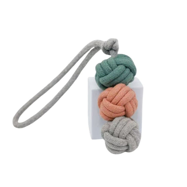 KNOTTY PAWZ Handmade Rope Dog Toy 3-Ball Tug
