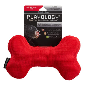 PLAYOLOGY All Natural Beef Scented Plush Squeaky Bone