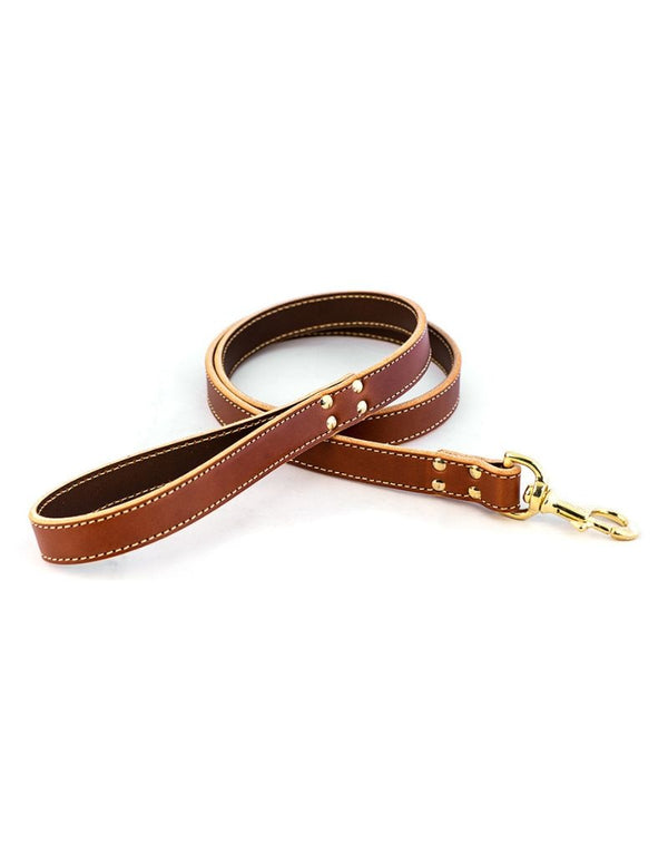 FISH & BONE Stitched Leather Lead Tan