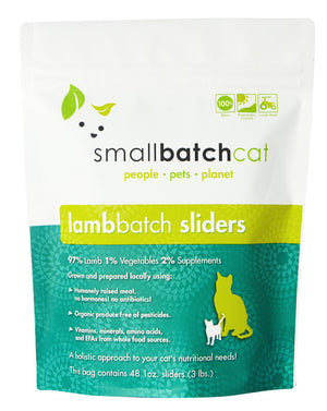 SMALL BATCH Frozen Lamb Sliders Cat Food 3lb