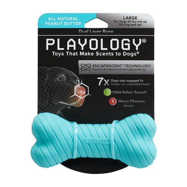 PLAYOLOGY All Natural Peanut Butter  Scented Dual Layer Bone