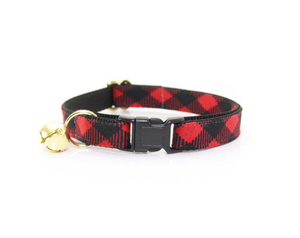 MADE BY CLEO Cat Collar 8-13" Cozy Cabin Red