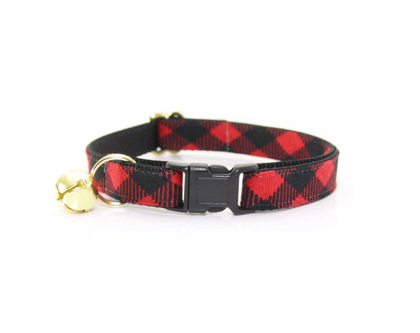 MADE BY CLEO Cat Collar 8-13" Cozy Cabin Red