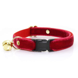 MADE BY CLEO Cat Collar 8-13" Velvet Garnet Red