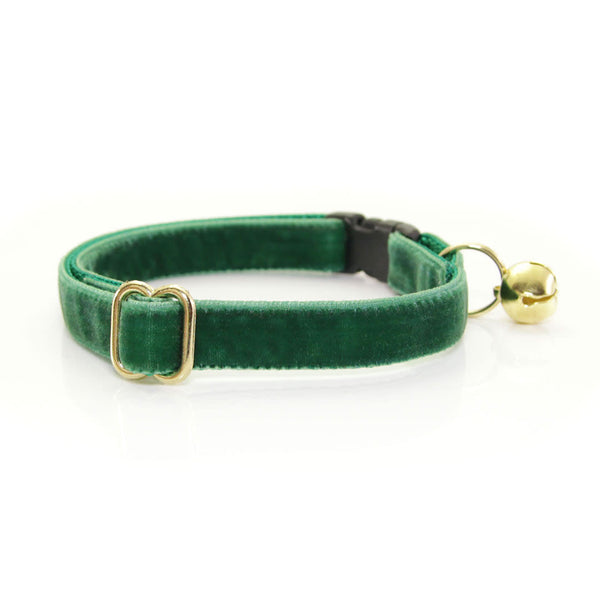 MADE BY CLEO Cat Collar 8-13" Velvet Hunter Green