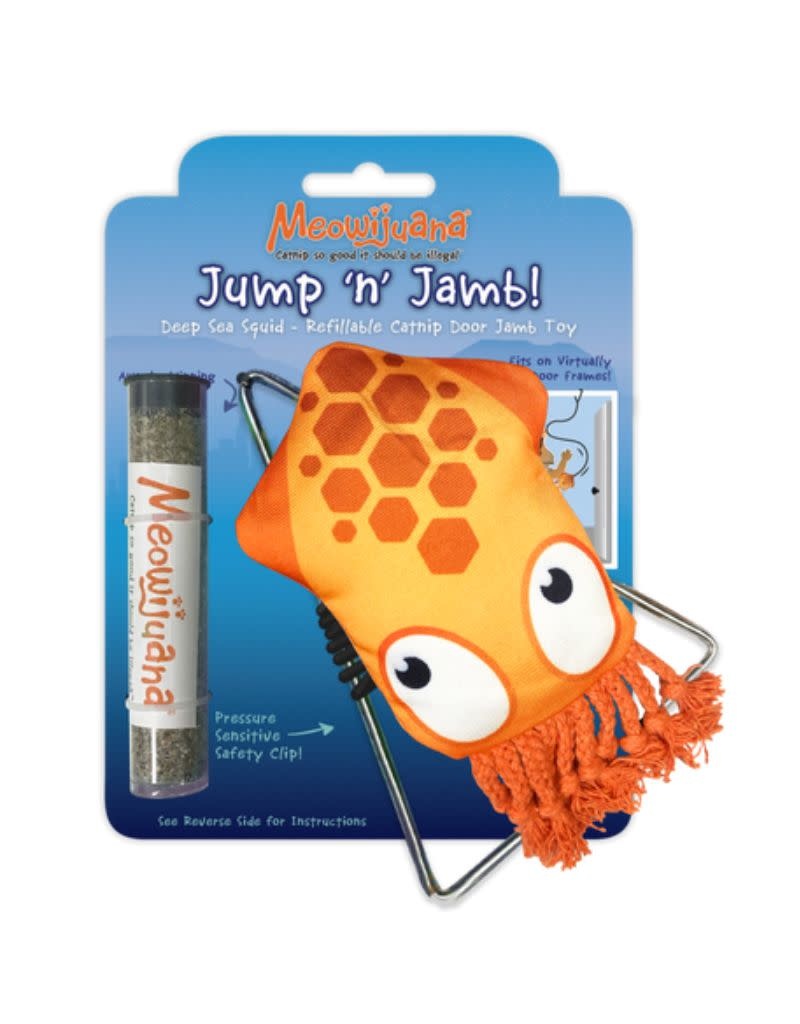 MEOWIJUANA Jump N' Jamb Deep Sea Squid  Refillable Catnip Toy