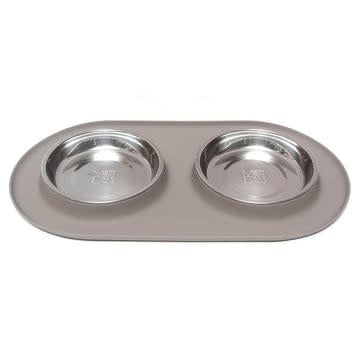 MESSY MUTTS Double Cat Bowl Grey
