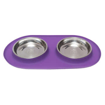 MESSY MUTTS Double Cat Bowl Purple