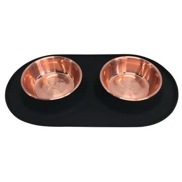 MESSY MUTTS Double Silicone Feeder Copper