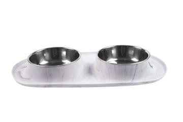 MESSY MUTTS Double Silicone Feeder Marble