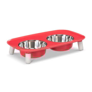 MESSY MUTTS Elevated Feeder Red