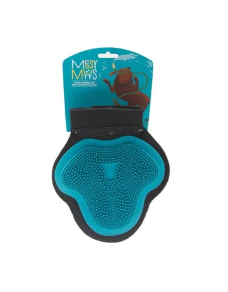 MESSY MUTTS Silicone Grooming Glove Blue