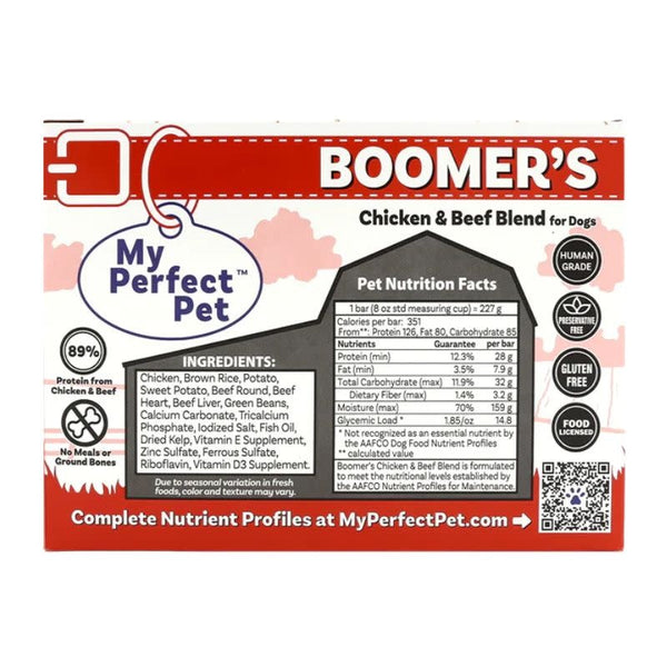 MY PERFECT PET Gently Cooked Dog Food Boomer's Chicken and Beef