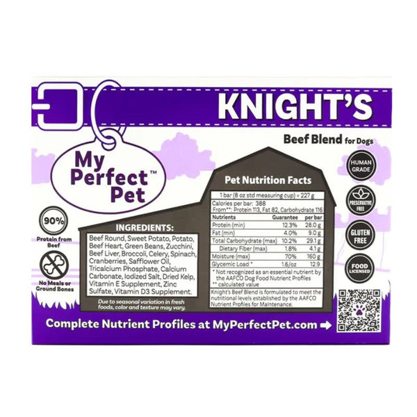 MY PERFECT PET Gently Cooked Dog Food  Grain Free Knight's Beef